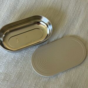IKEA Silver Metal Food Storage Tin with Cream Lid